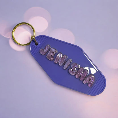 Custom Balloon Dog and Name Motel Keychain
