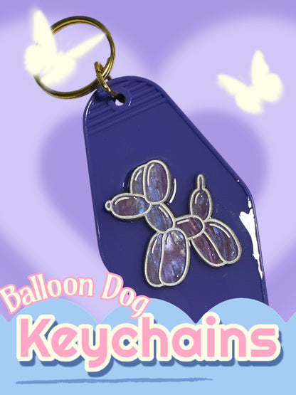 Custom Balloon Dog and Name Motel Keychain