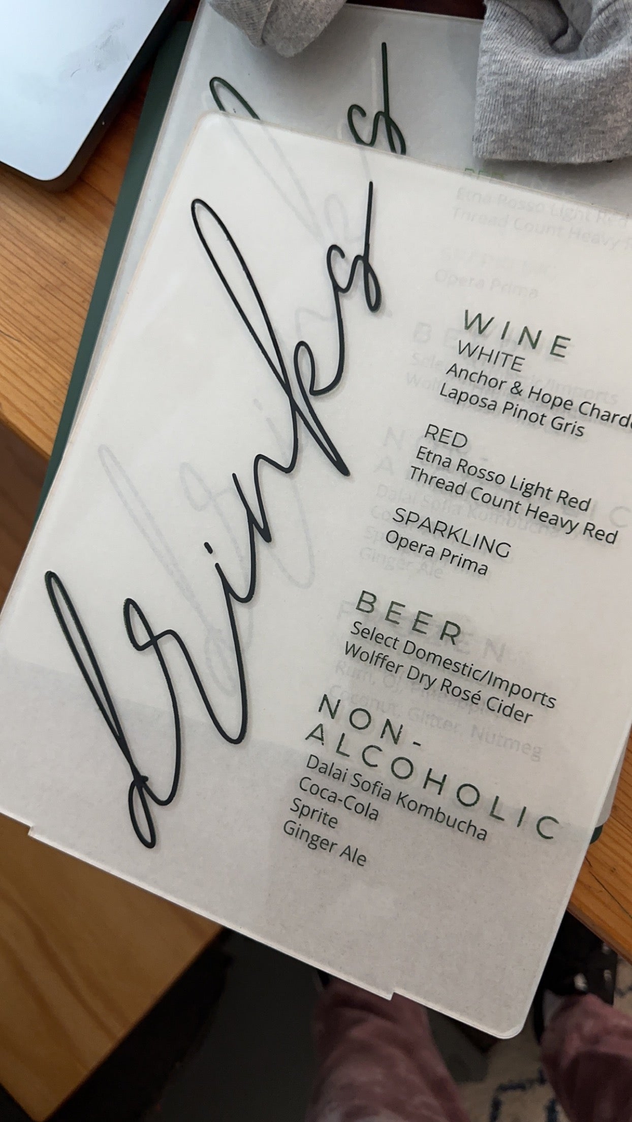 Modern Acrylic Bar Menu Sign