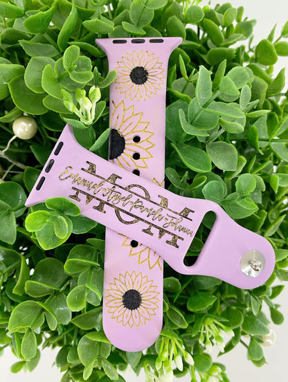 Sunflower Flower Print Watch Band custom personalized Mommy, Mama, Mom, Nana, gift watch band 38 40 41 42 45 mm