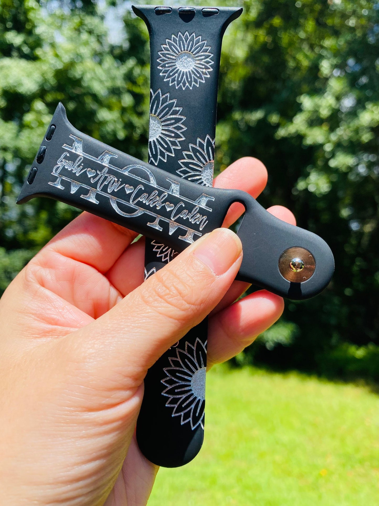 Sunflower Flower Print Watch Band custom personalized Mommy, Mama, Mom, Nana, gift watch band 38 40 41 42 45 mm