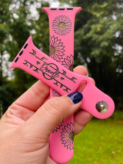 Sunflower Flower Print Watch Band custom personalized Mommy, Mama, Mom, Nana, gift watch band 38 40 41 42 45 mm