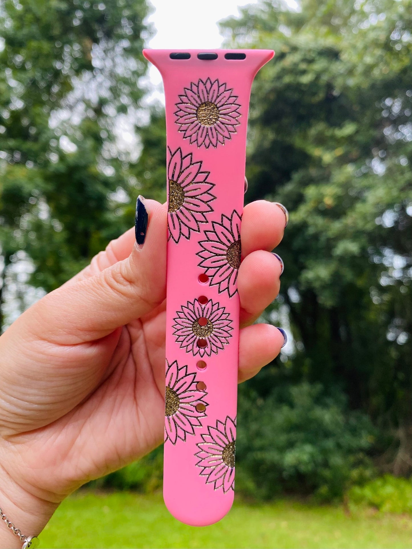 Sunflower Flower Print Watch Band custom personalized Mommy, Mama, Mom, Nana, gift watch band 38 40 41 42 45 mm