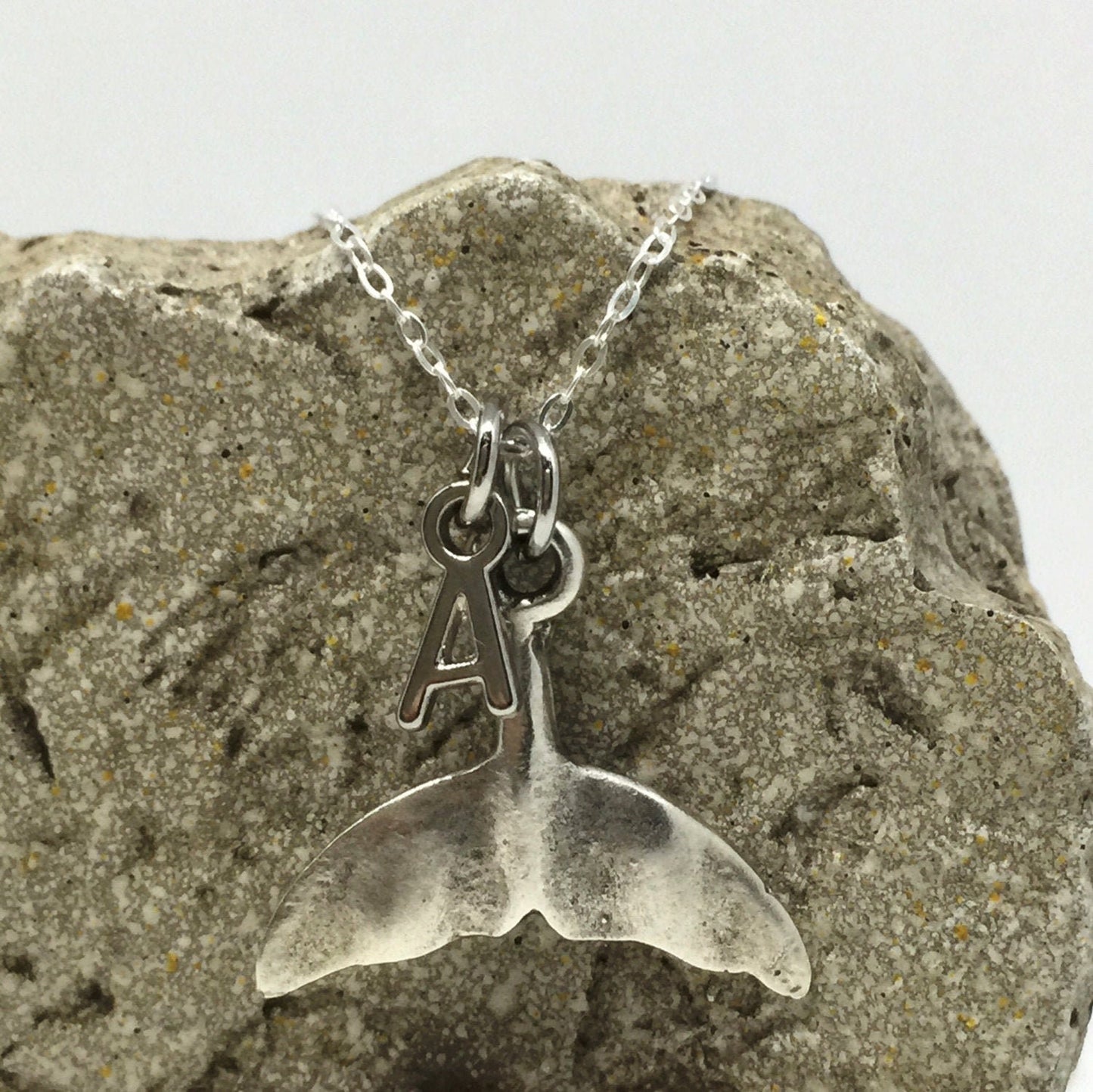 Whale tail save the whales charm necklace stainless steel sterling silver chain lead nickel free hypoallergenic