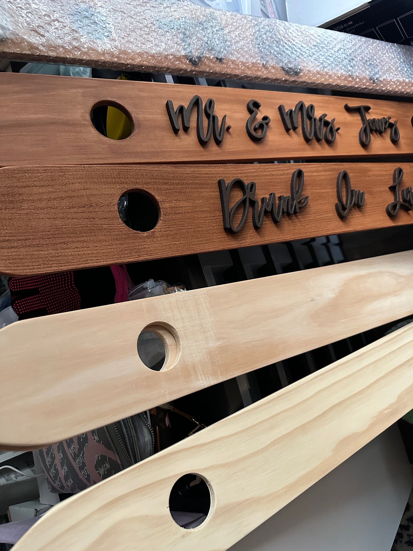 Shot Ski Board Personalized I Do - Raised Name Wooden Shot Cheers Board for Celebration Party Couple Friends Wedding Gift