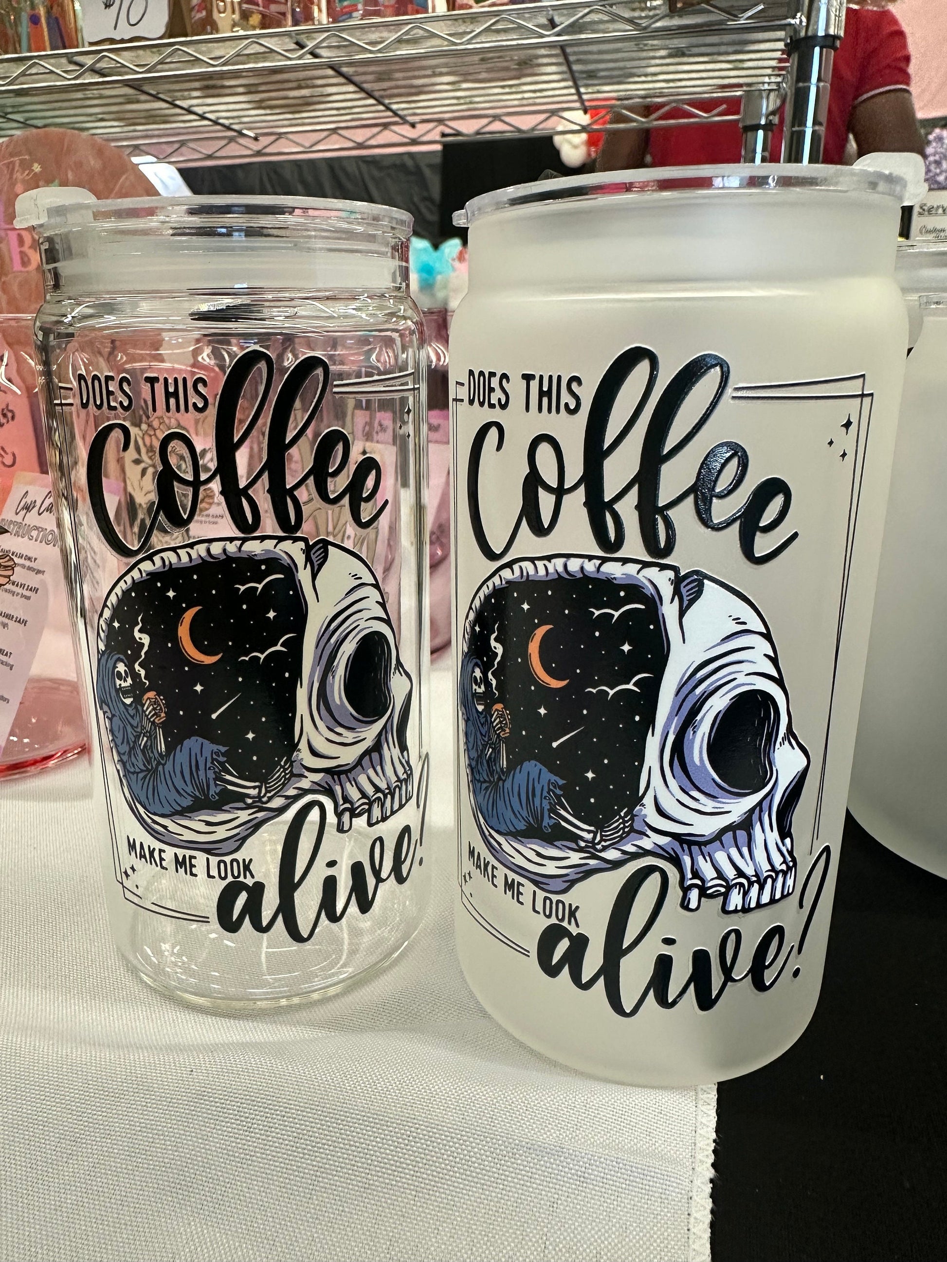 GLASS CUP colorful - Does this coffee make me look alive?