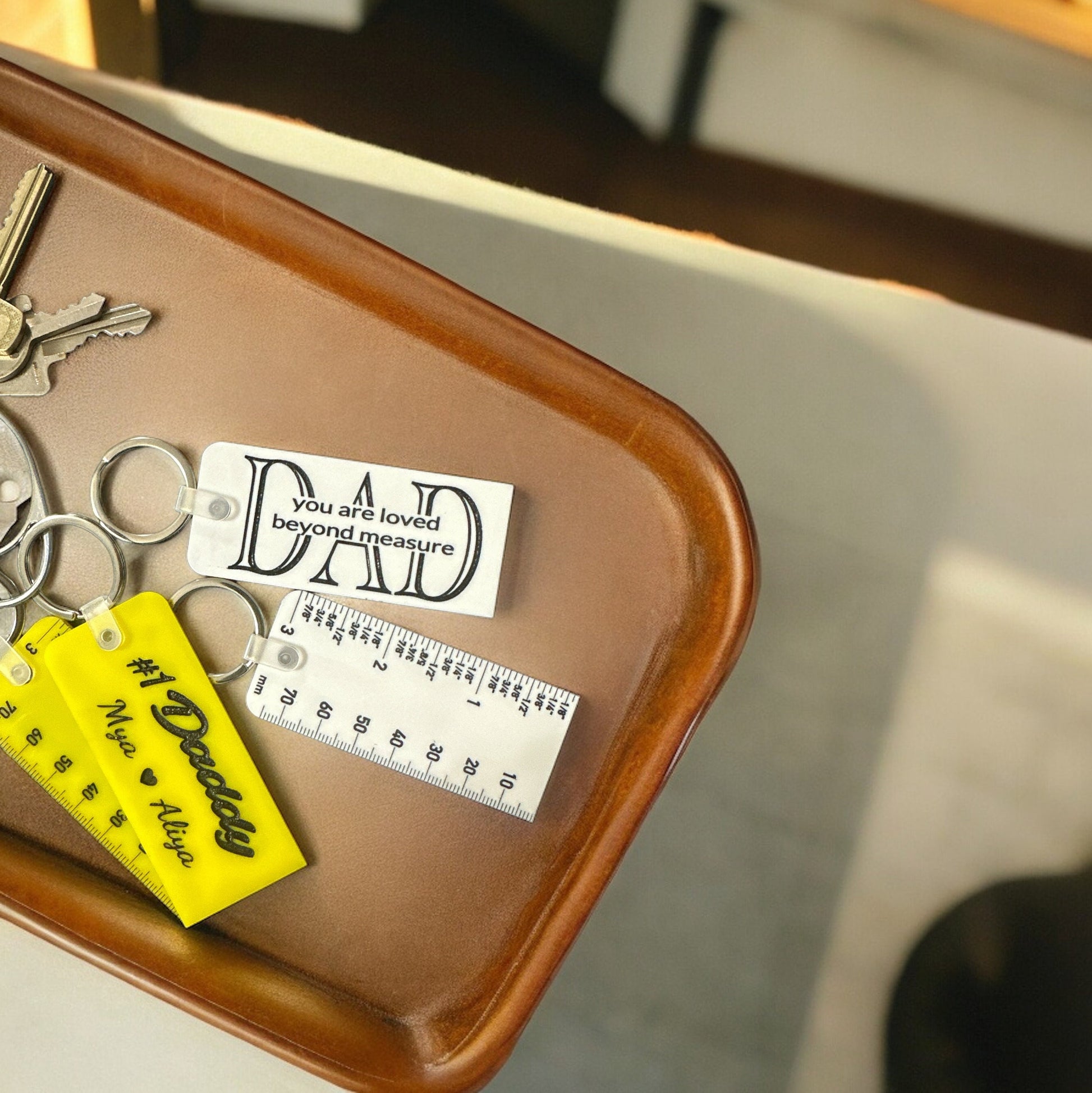Keychain with Ruler - Father’s Day Gift - Dad Gift - Custom Name Personalized Keychain