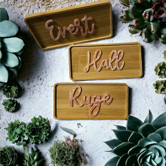 Personalized Bamboo Small Tray - Custom Acrylic Name Ring Dish