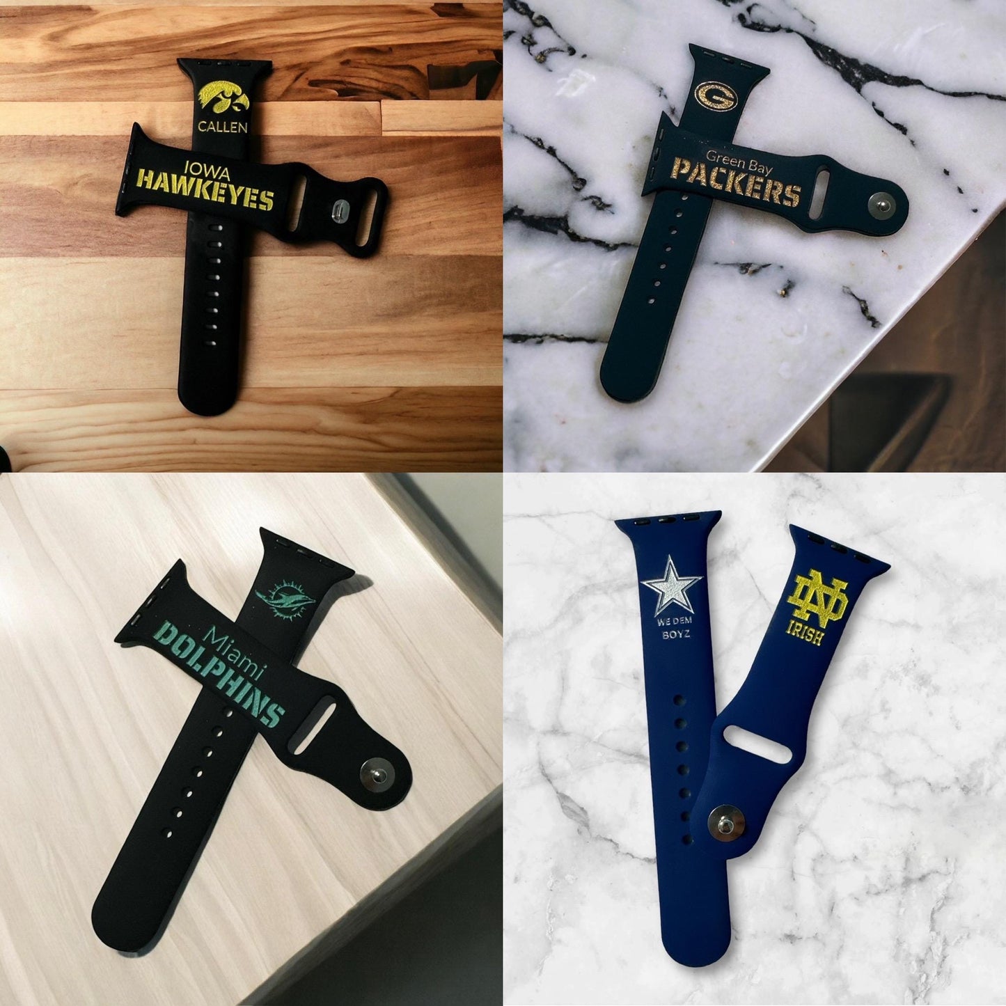 Custom NFL NBA NCAA Women Men College Team Sport Watch Band 38 40 41 42 44 45 mm Ultra Personalize Watch Band