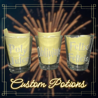 Harry Potter potions engraved shot glass