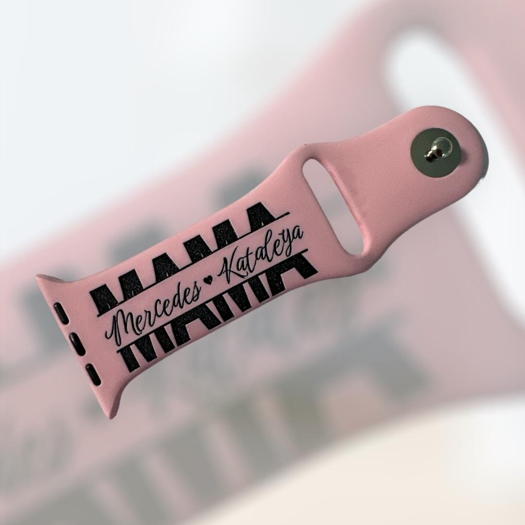 Leopard Print Watch Band Cheetah Print custom laser engraved watch band Mommy, Mama, Mom, Nana, gift apple watch band 38 40 41 42 45 49 mm