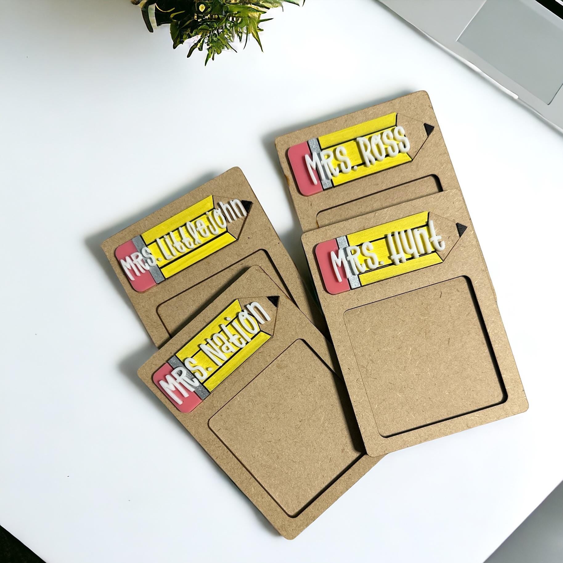 Sticky Note Holder Pencil style with custom name personalized gift