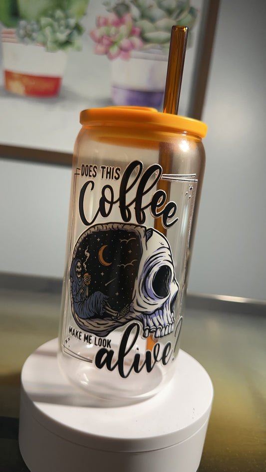 GLASS CUP Ombre - Does this coffee make me look alive?