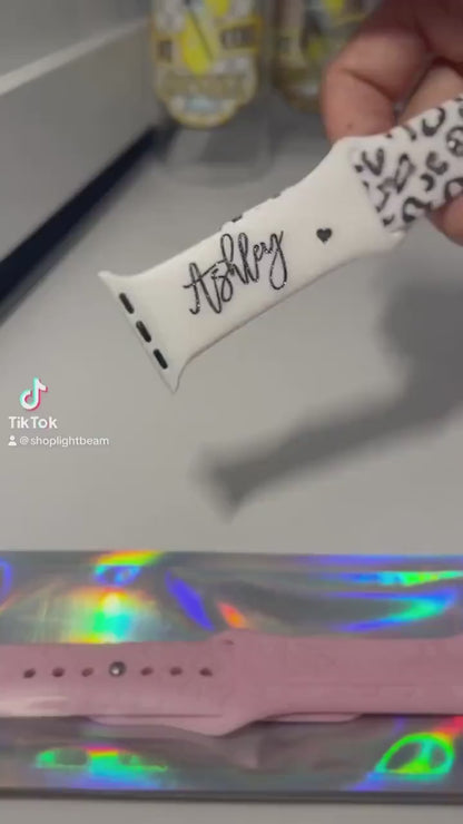 Personalized Custom Watch Band | monogram or emoji | laser engraved gift apple watch band 38 40 41 42 44 45 46 49 mm ultra