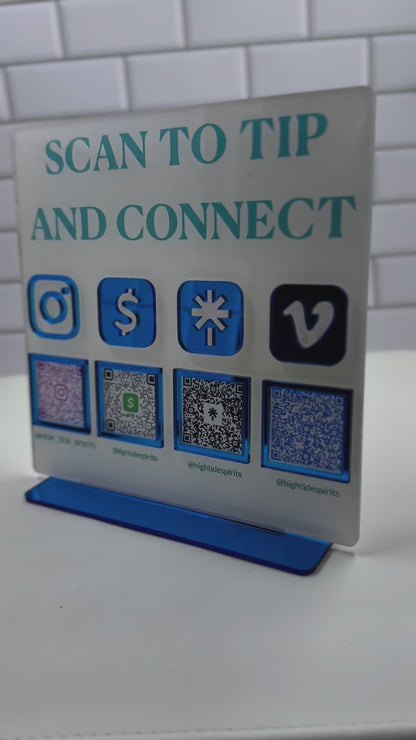Custom Laser Engraved Business Stand - QR Code Sign - Scan to Tip and Connect