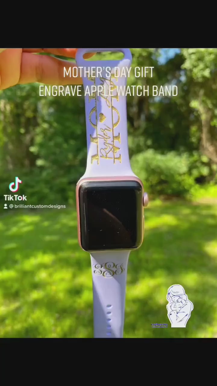 Leopard Print Watch Band Cheetah Print custom laser engraved watch band Mommy, Mama, Mom, Nana, gift apple watch band 38 40 41 42 45 mm