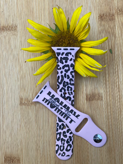 Cheetah Snow Leopard print custom laser engraved watch band Mommy, Mama, Mom, Nana, gift watch band