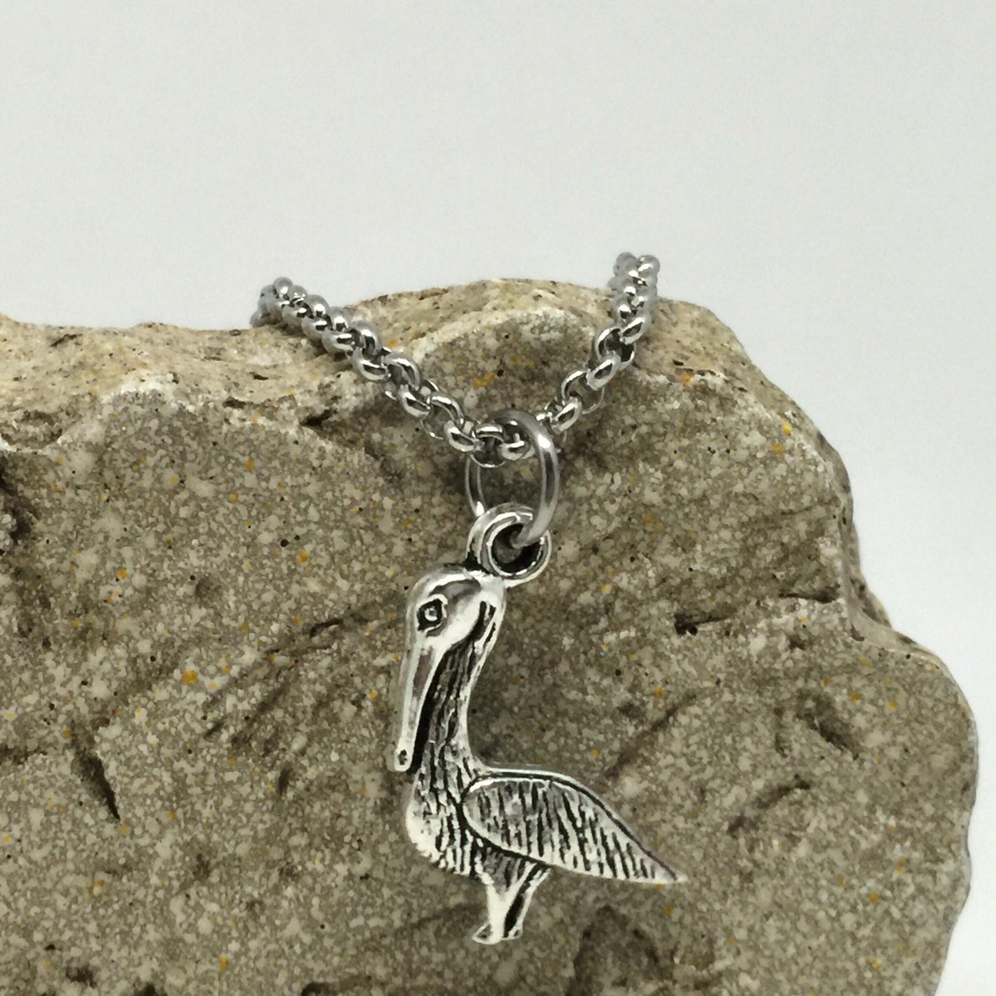 Pelican charm necklace stainless steel sterling silver initial choice save our seas