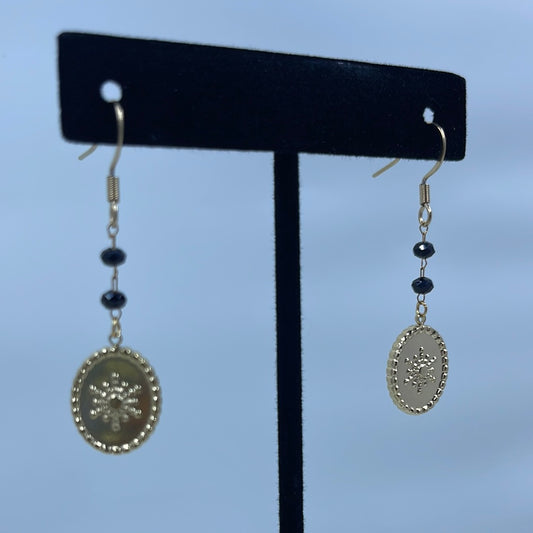Star Oval Gold Tone Earrings