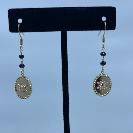 Star Oval Gold Tone Earrings